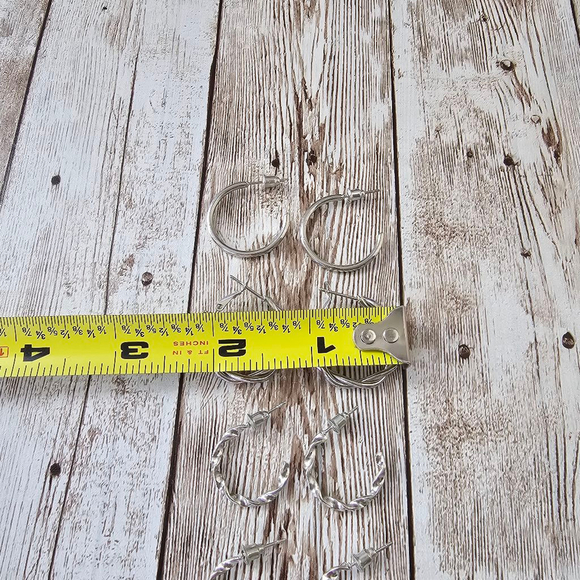 Women's set of 5 Earrings Silver - Picture 5 of 6